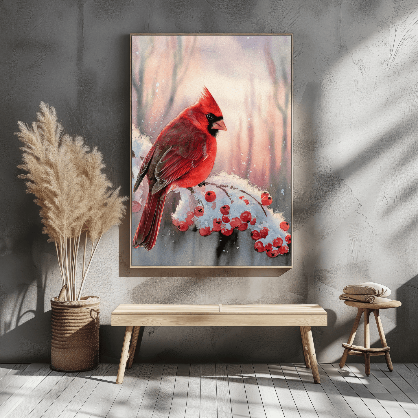 Cardinal Winter Scene Poster