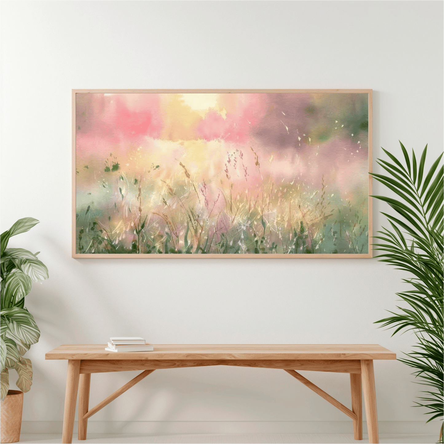 Dreamy Meadow Sunrise Watercolor Poster