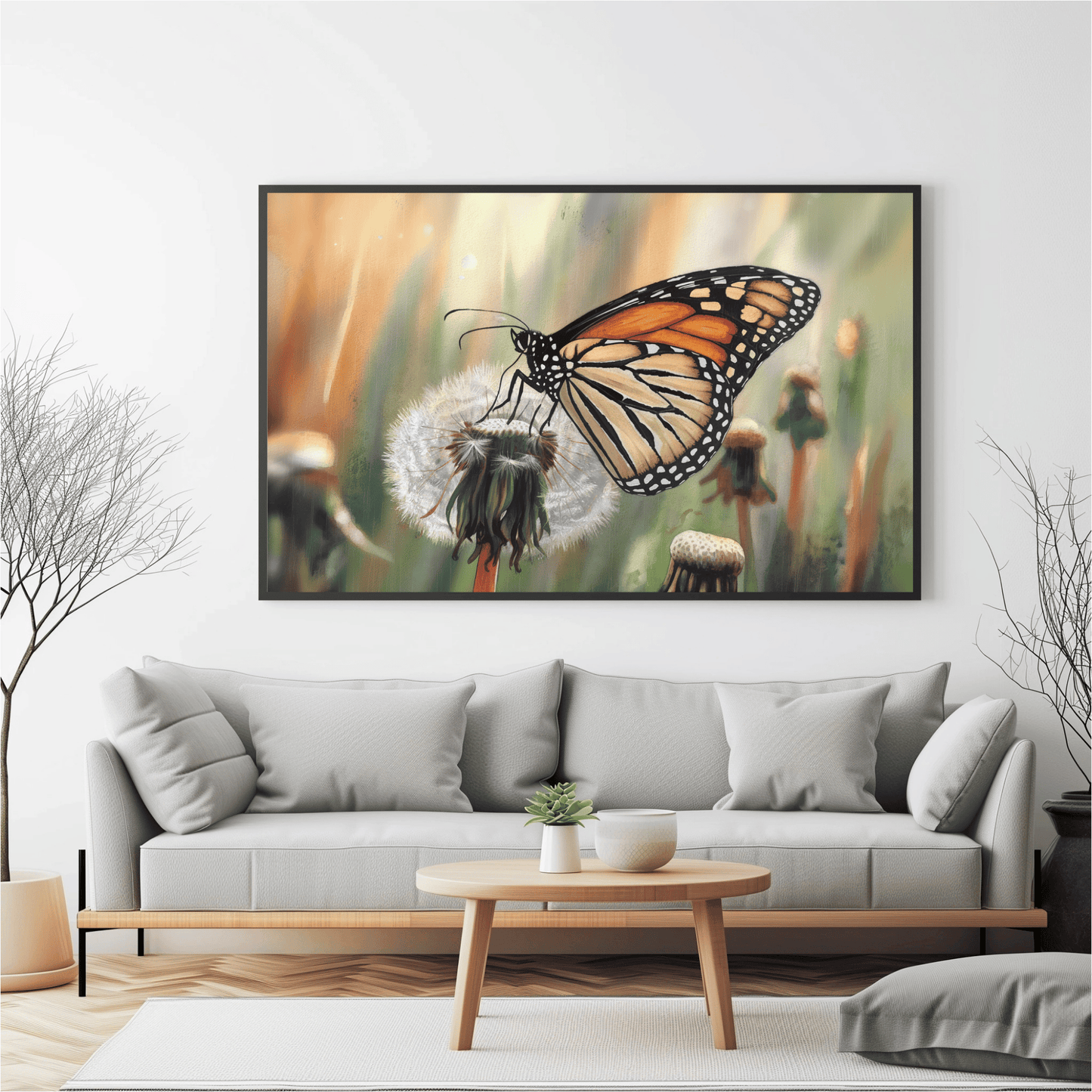 Monarch Butterfly On Dandelion Watercolor Poster