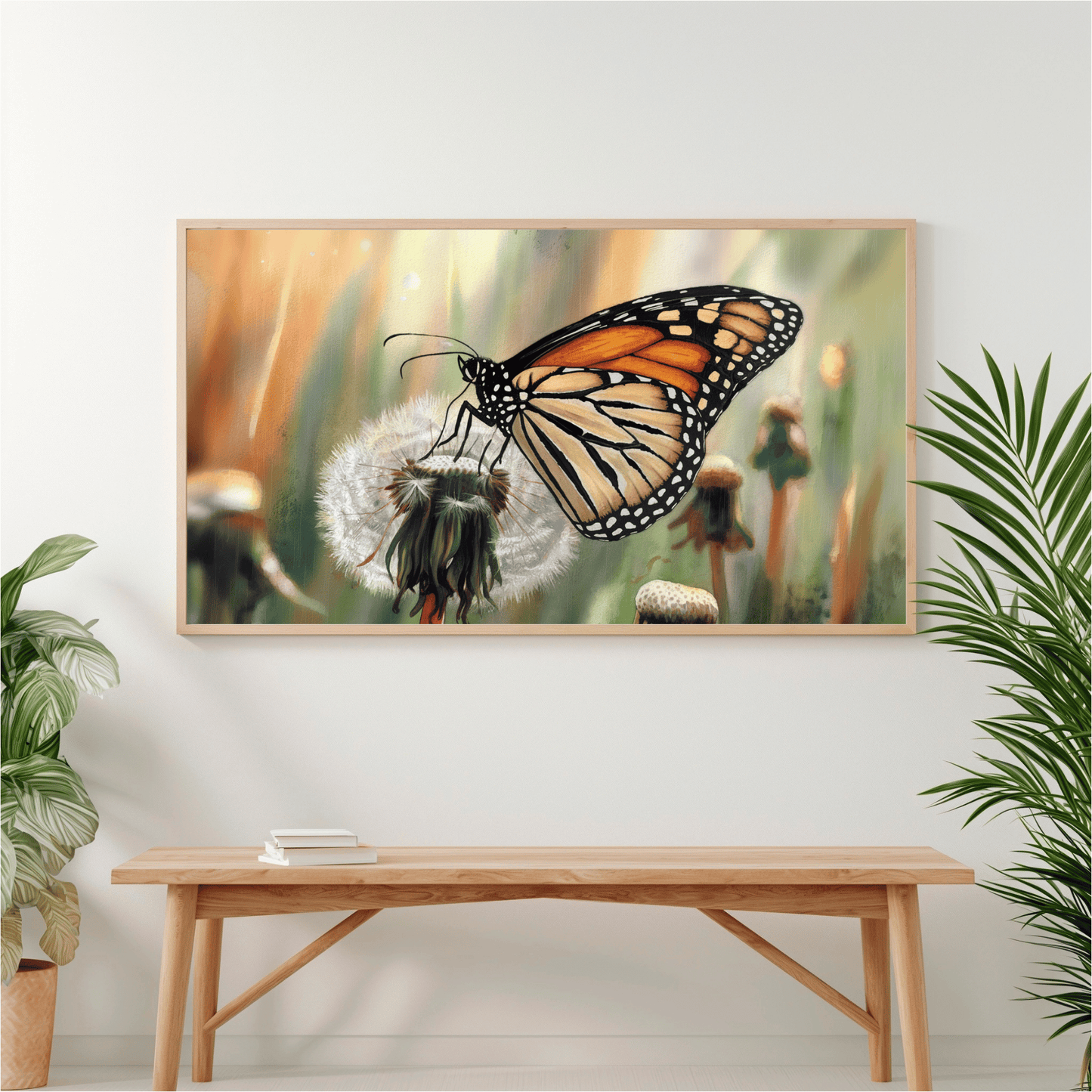 Monarch Butterfly On Dandelion Watercolor Poster