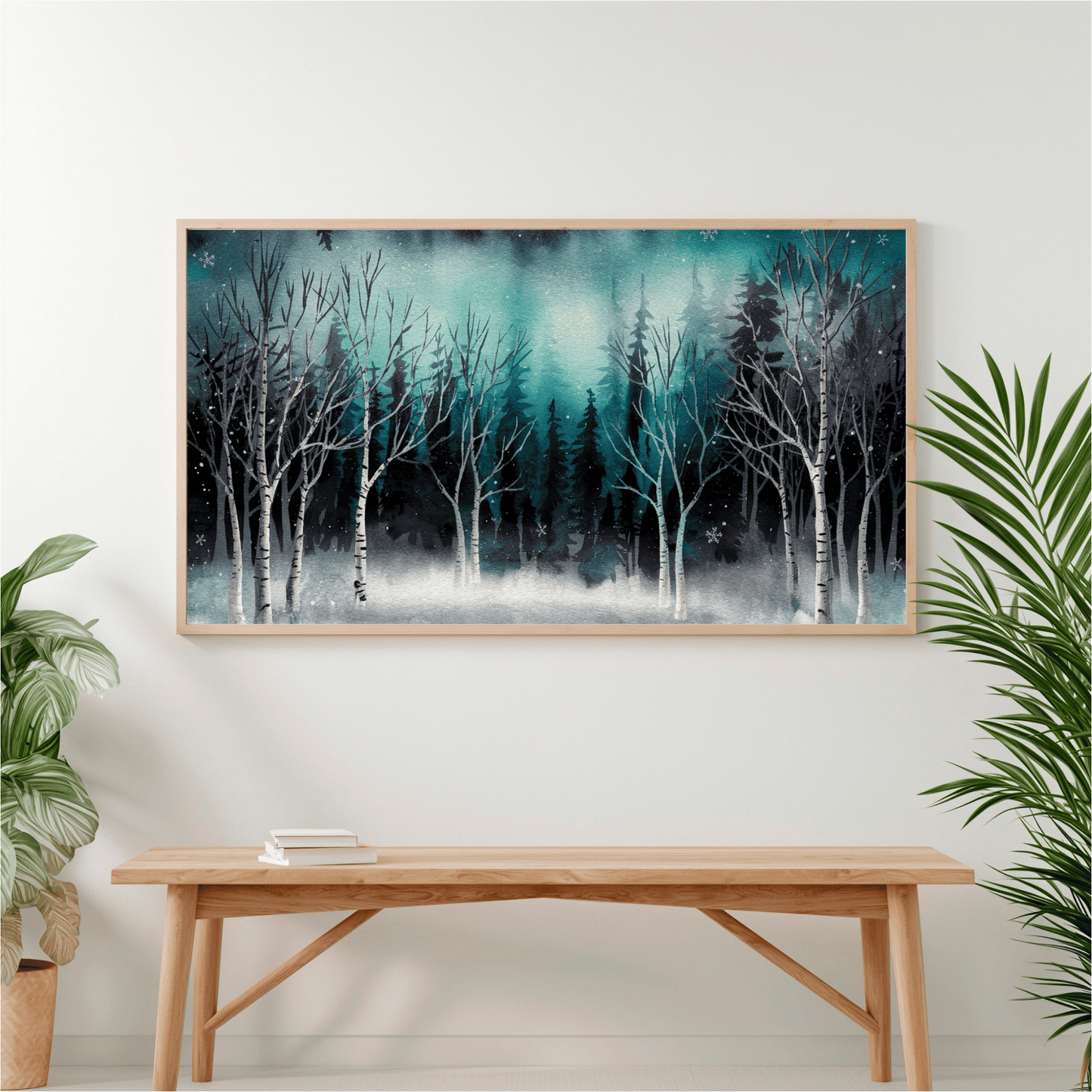 Winter Forest Snowfall Watercolor Poster