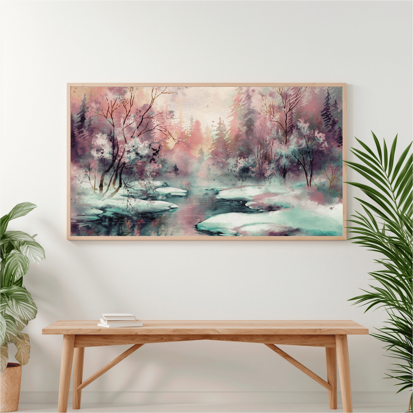 Winter Forest Stream Watercolor Poster
