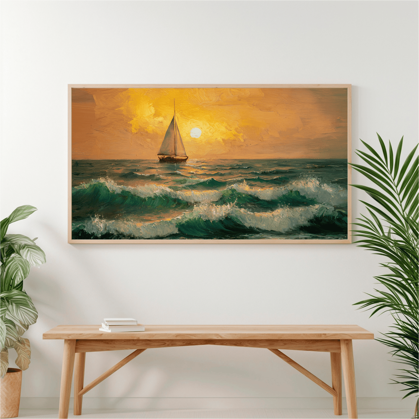 Sailboat At Sunset Poster