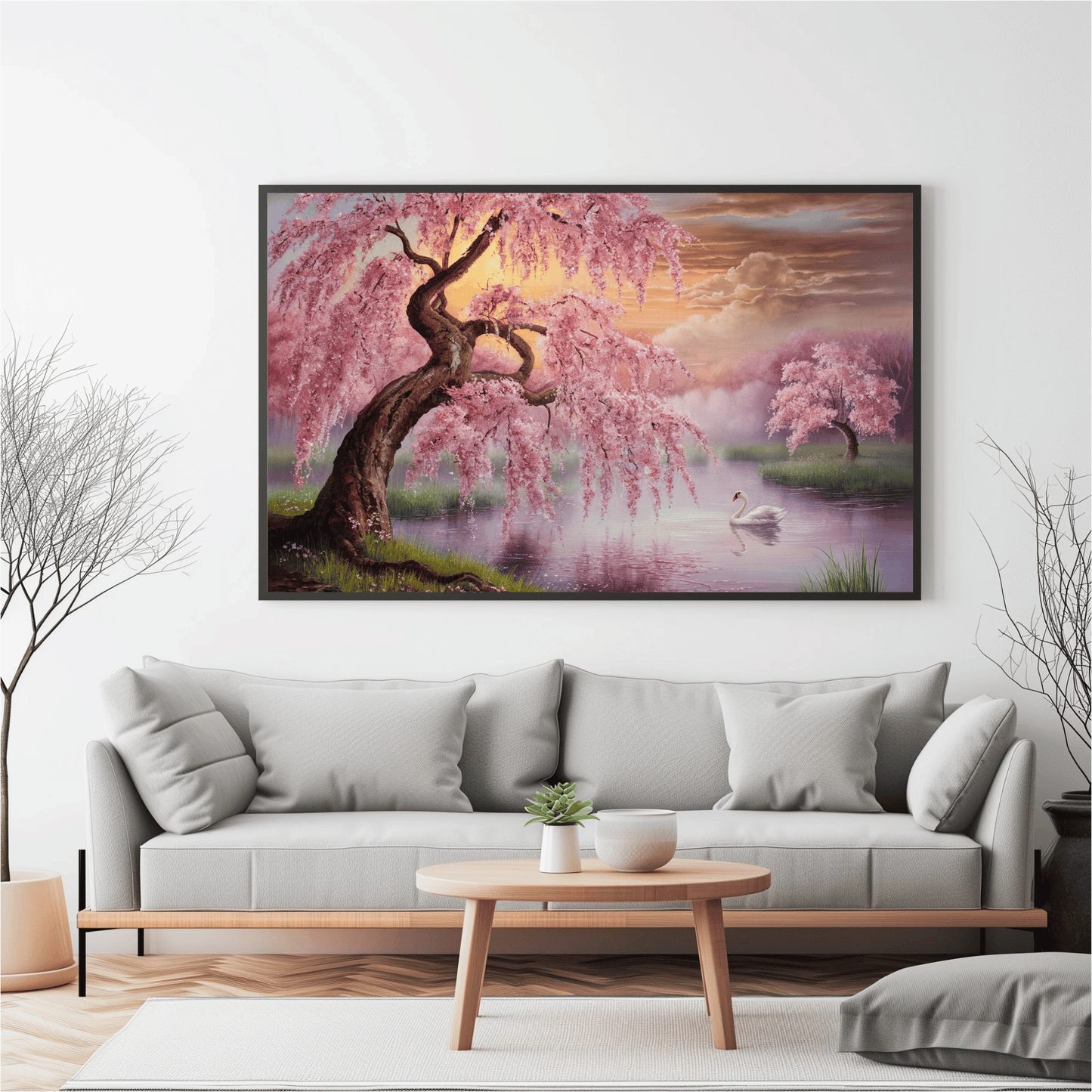 Cherry Tree And Swan Poster