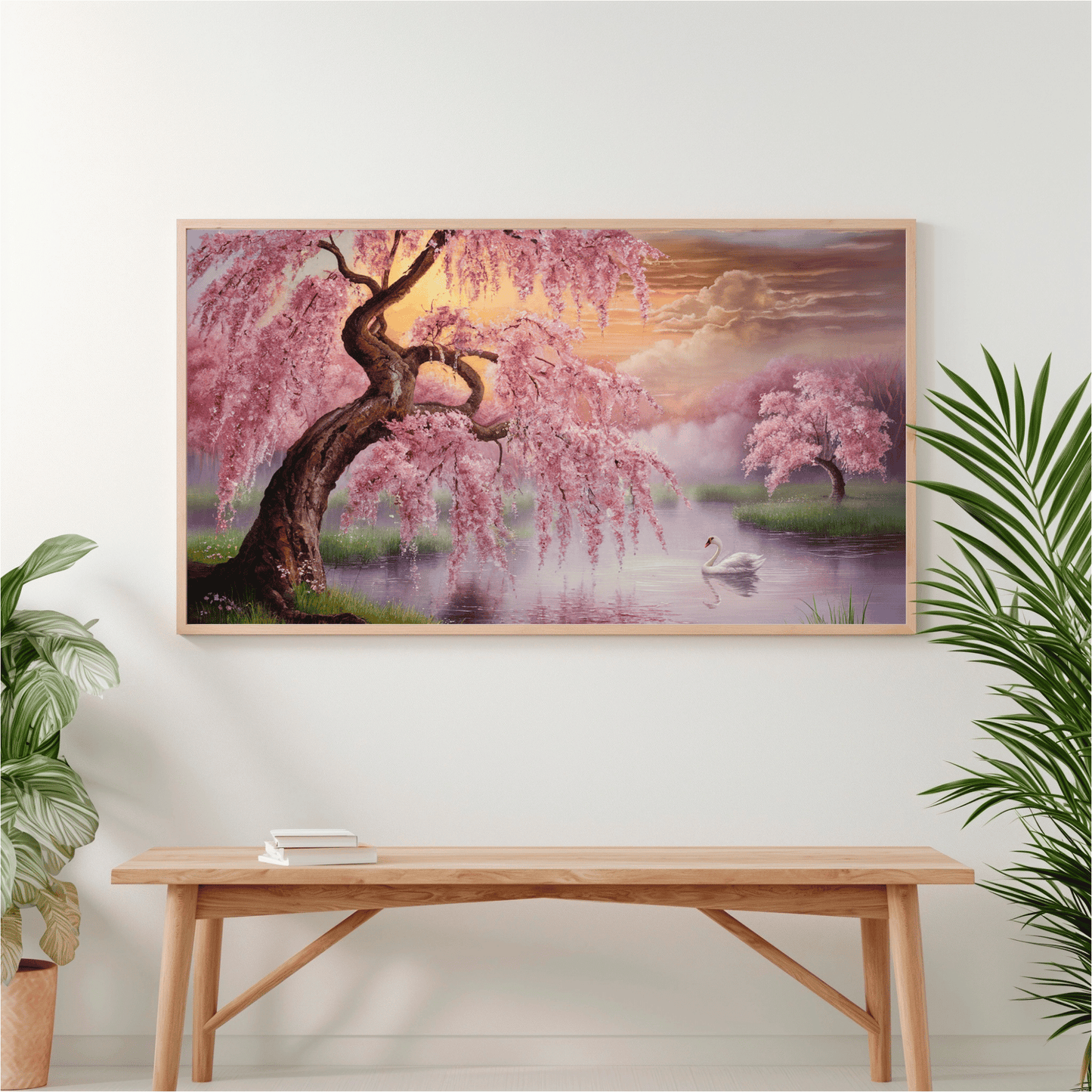 Cherry Tree And Swan Poster