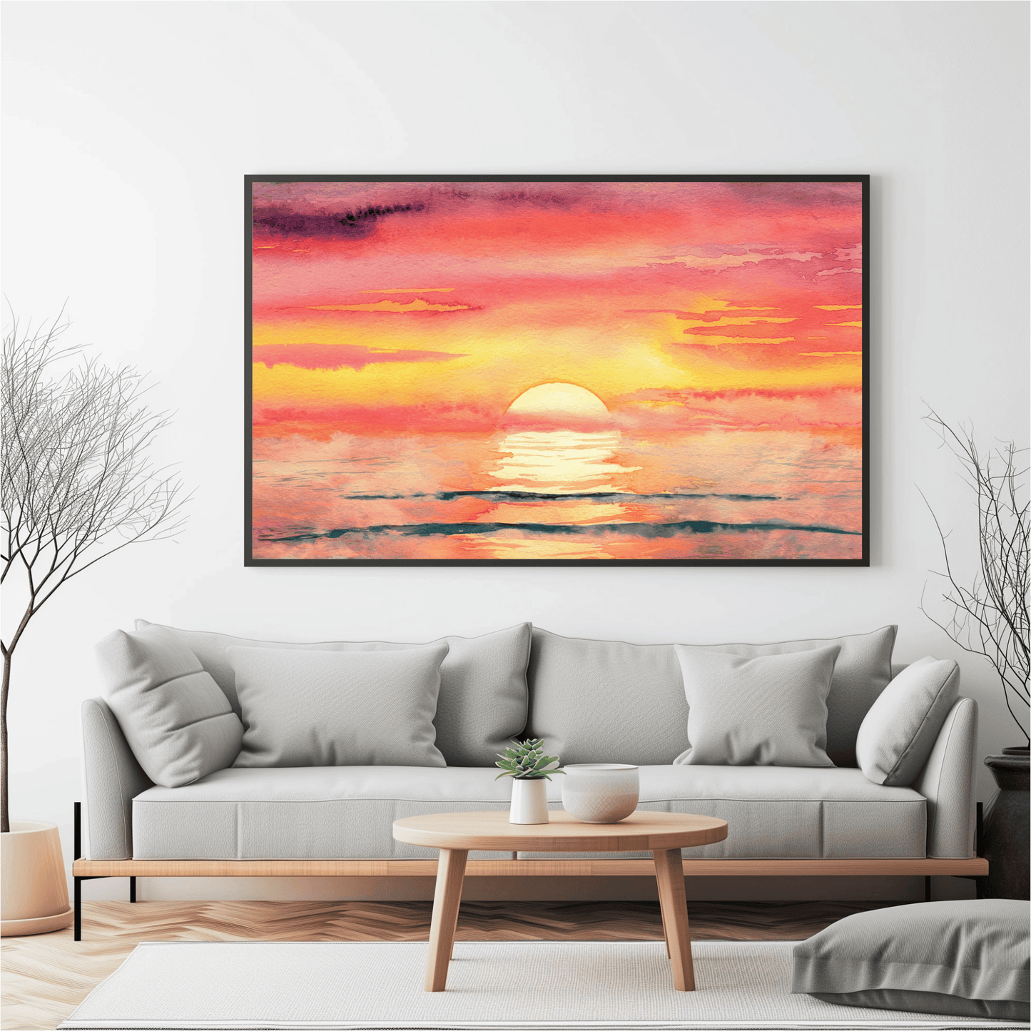 Ocean Sunset Watercolor Poster