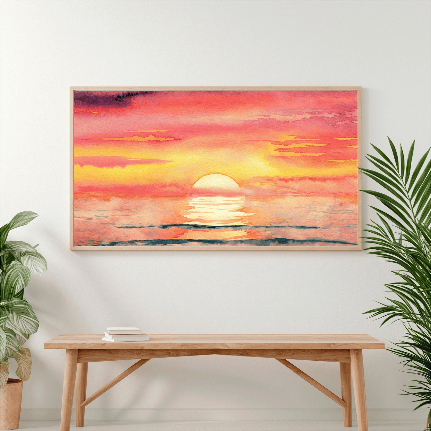 Ocean Sunset Watercolor Poster