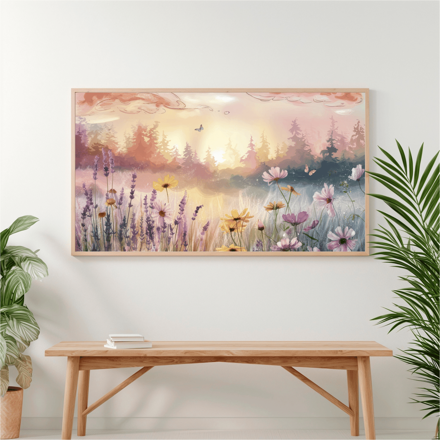 Dreamy Wildflower Meadow At Dawn Watercolor Poster