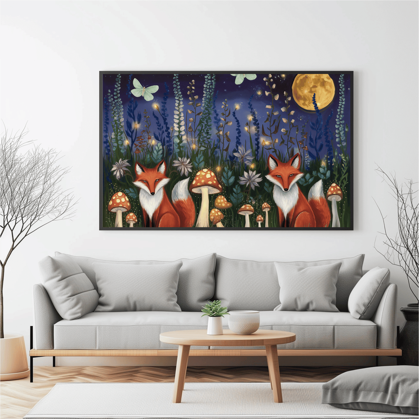 Midnight Woodland Folk Art Poster