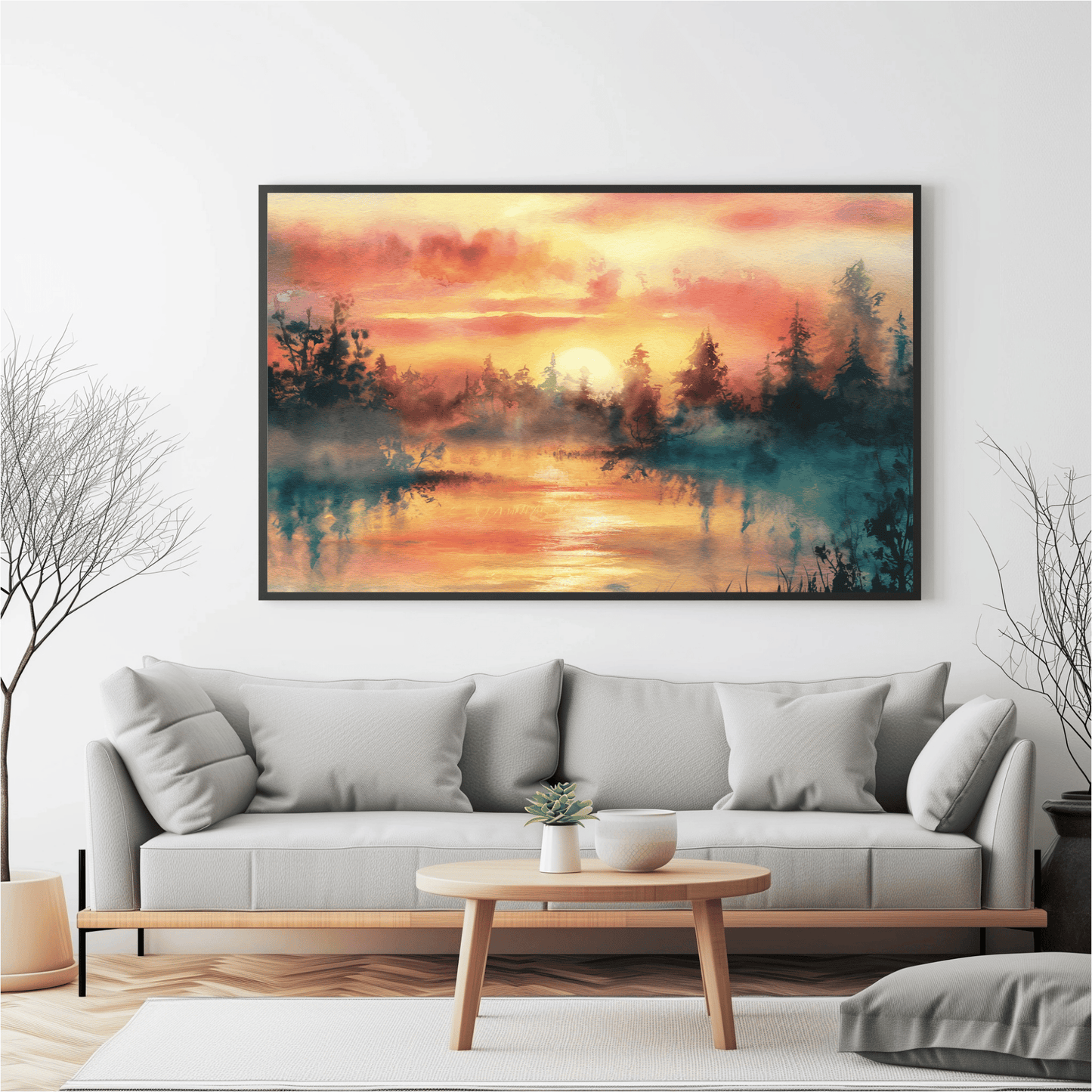 Dreamy Woodland Pond Sunset Poster