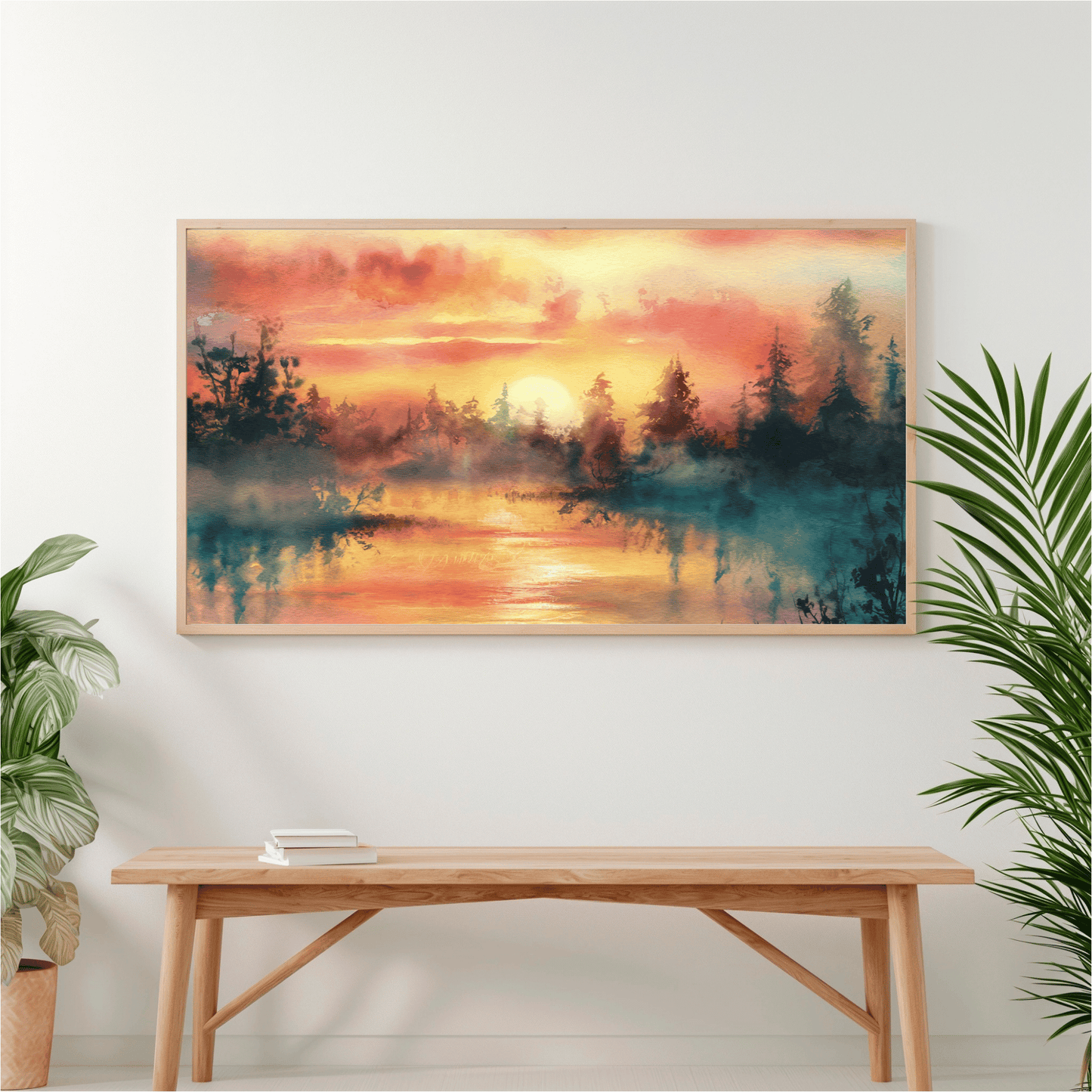 Dreamy Woodland Pond Sunset Poster