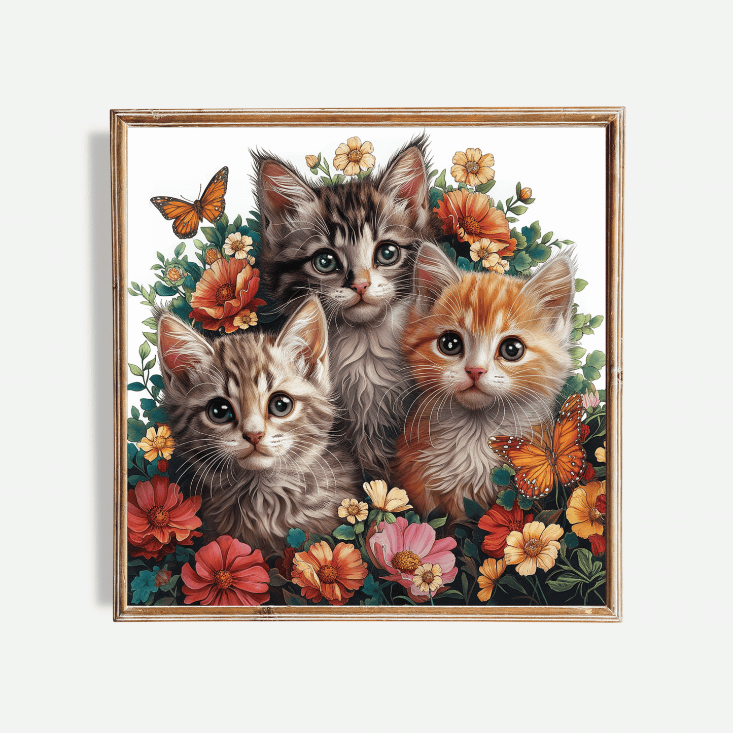 Cats In Flowers Poster