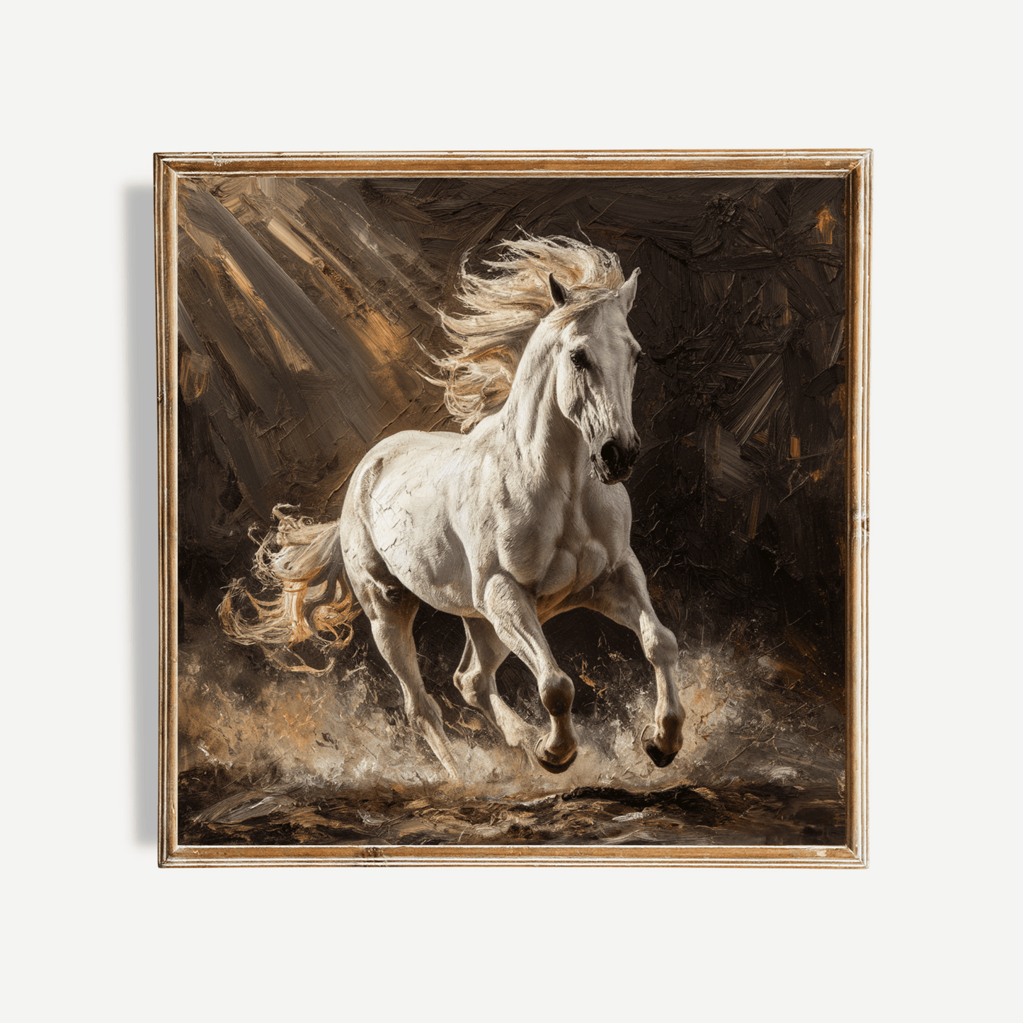 White Horse Oil Painting Poster