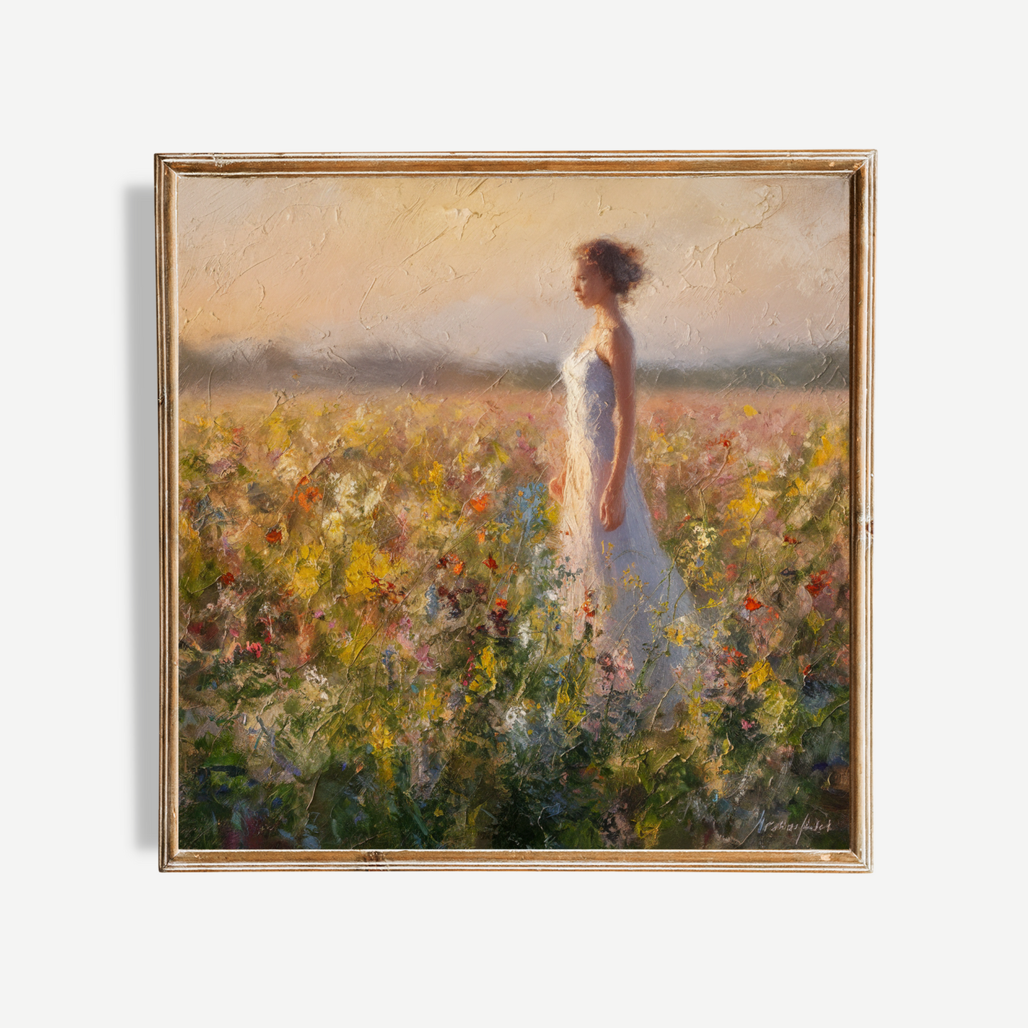 Woman In Field Oil Painting Poster