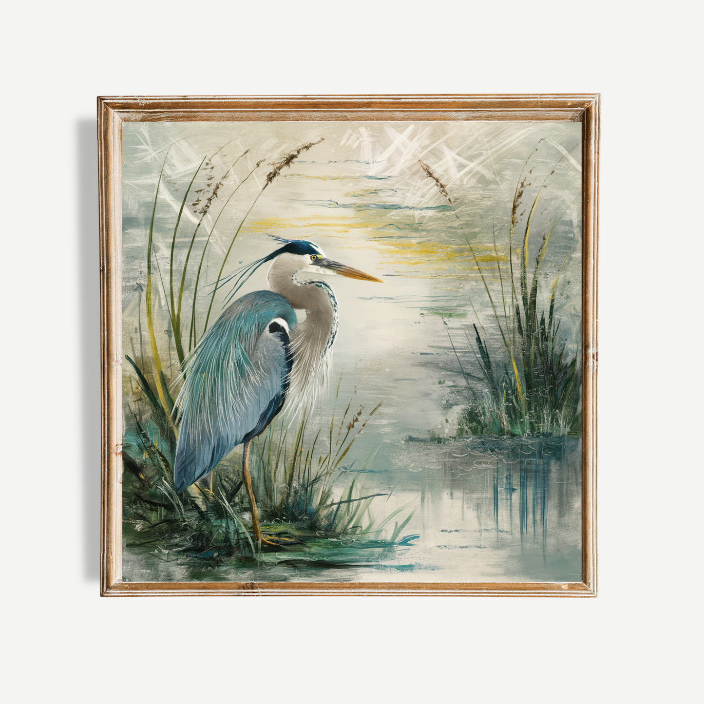 Blue Heron Oil Painting Poster