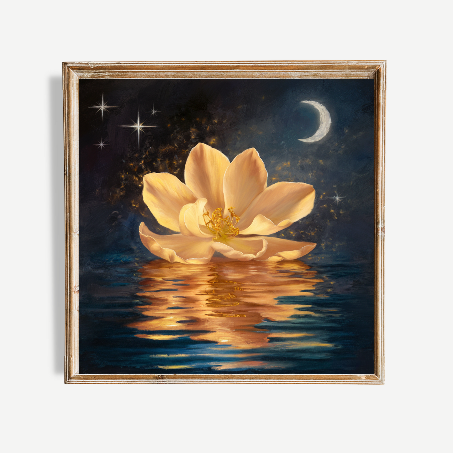 Lotus Flower With Moon Poster