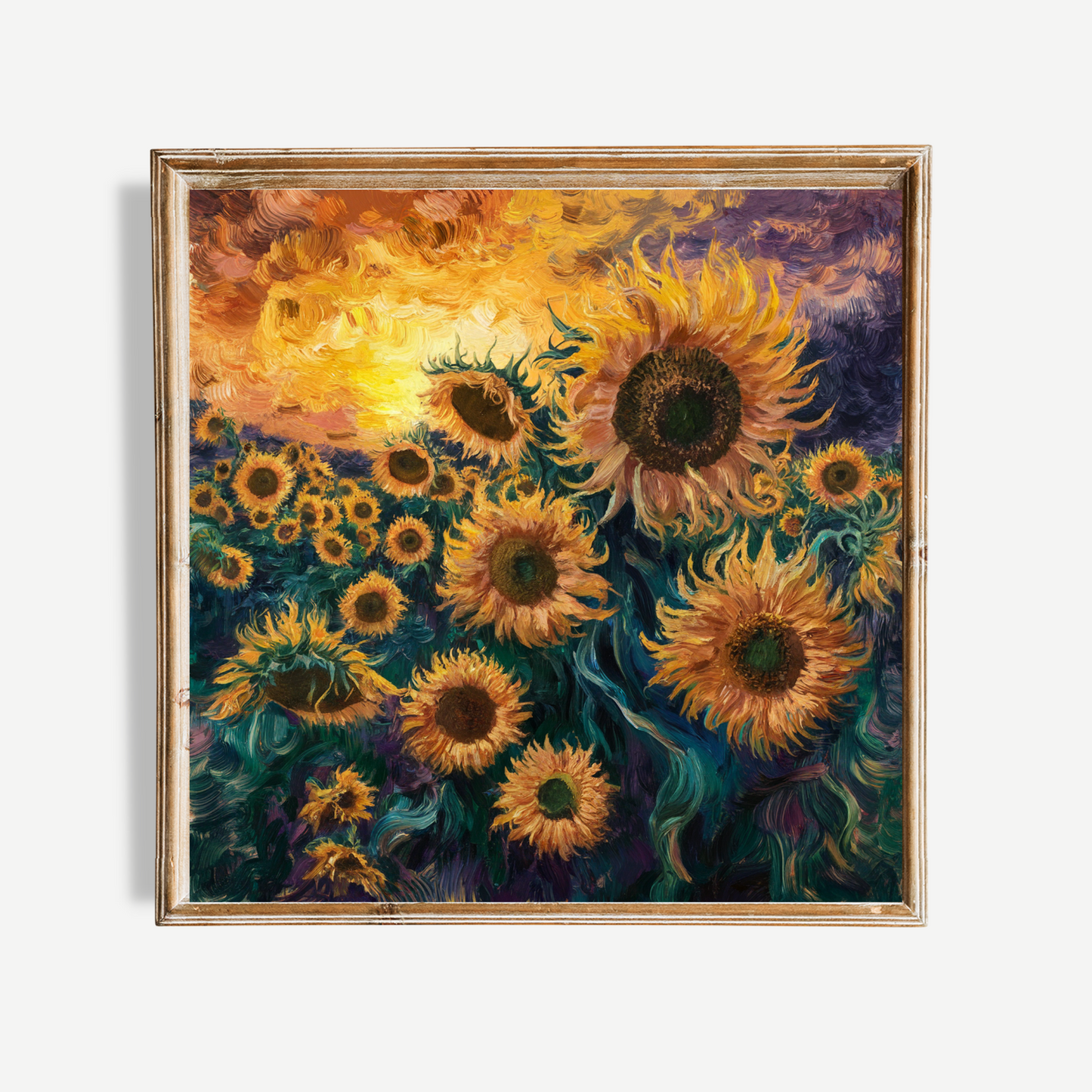 Field Of Sunflowers At Sunrise Poster
