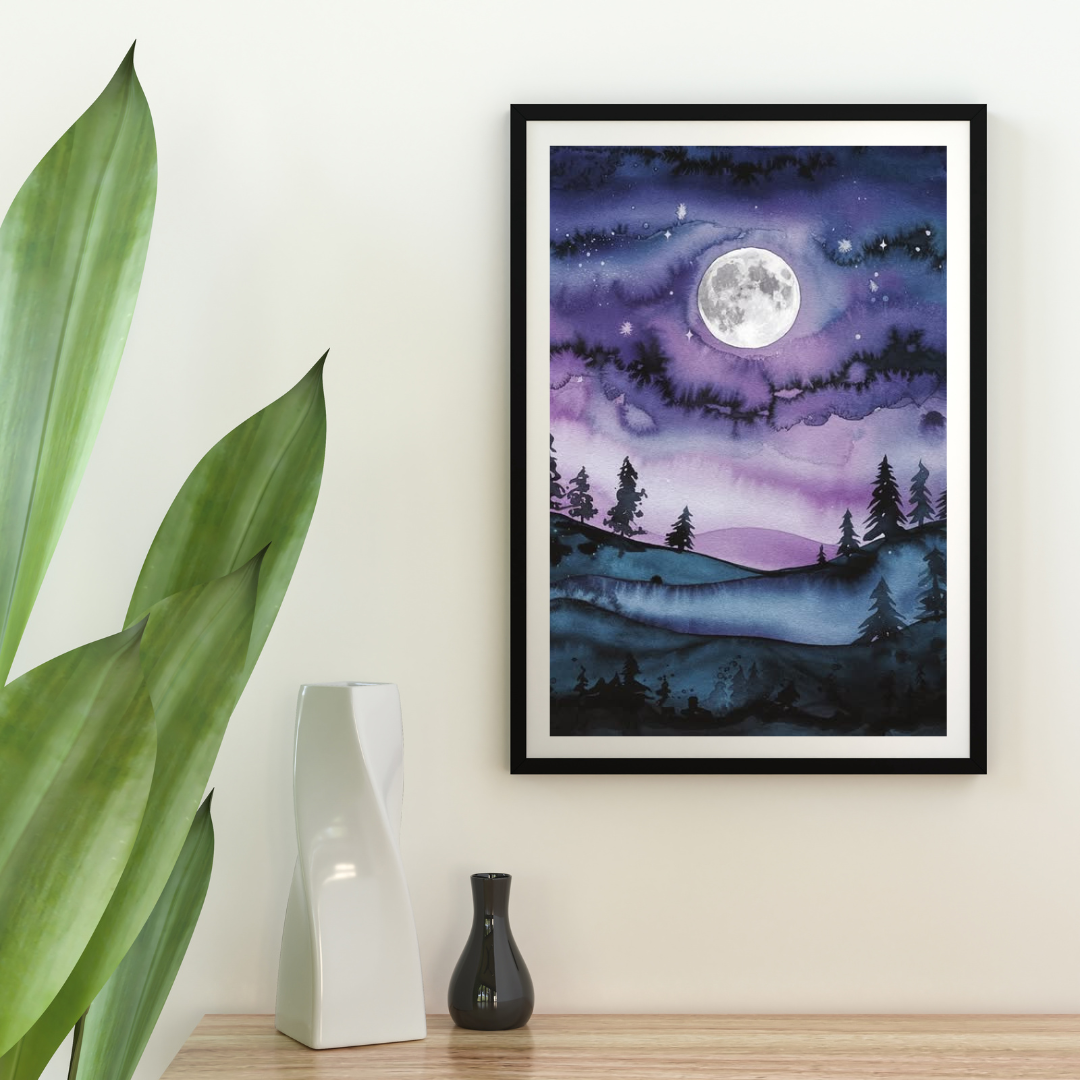 Full Moon Night Sky Poster