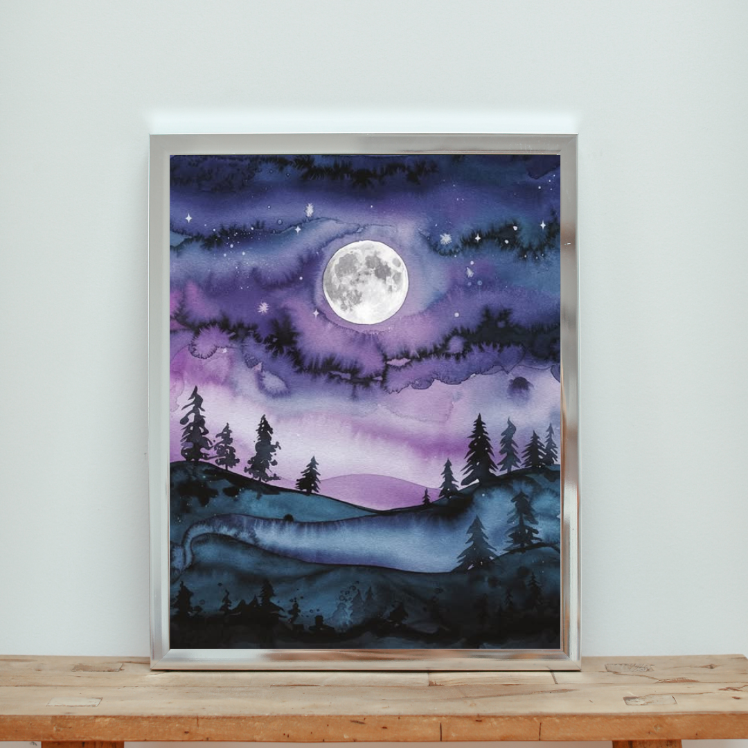 Full Moon Night Sky Poster
