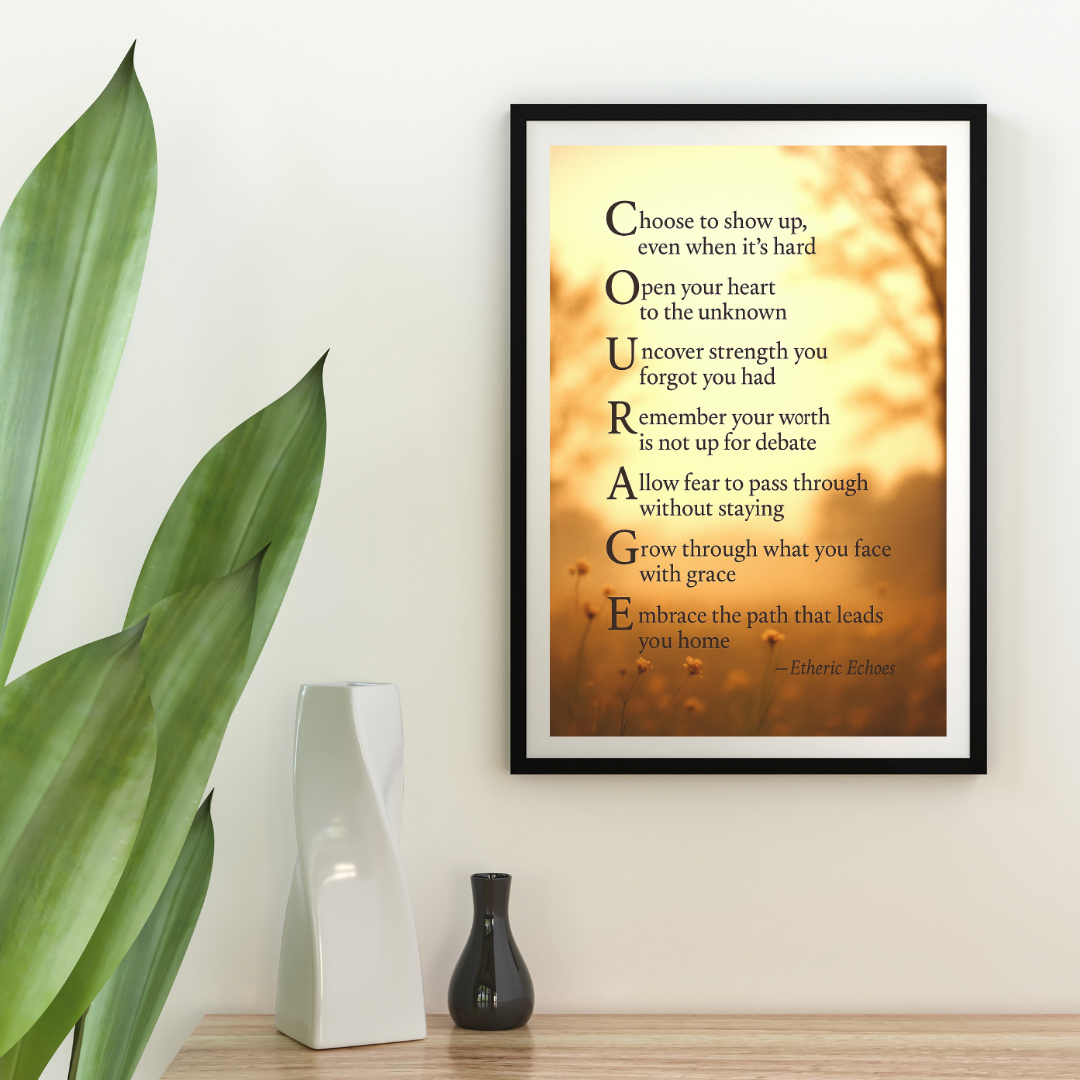 Courage Poem Poster A Gentle Reminder to Keep Your Heart Open