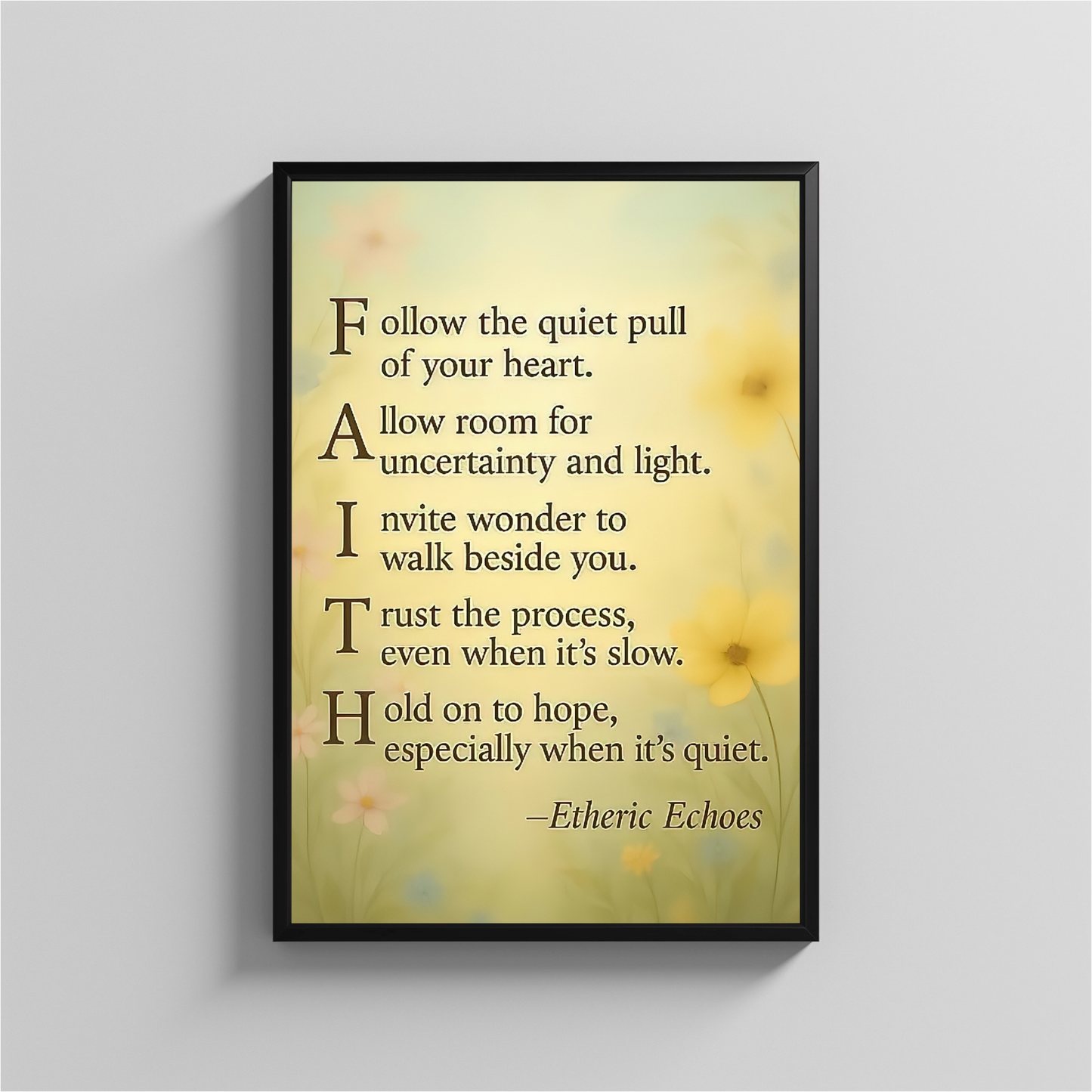 Faith Inspirational Wall Art Motivational Quote Poster for Hope and Encouragement