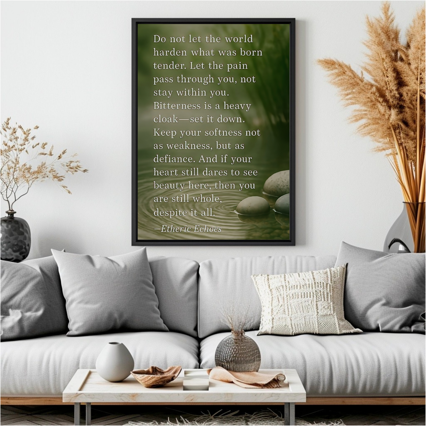 Inspirational Healing Quote Wall Art Stay Tender Green Zen Nature Poster