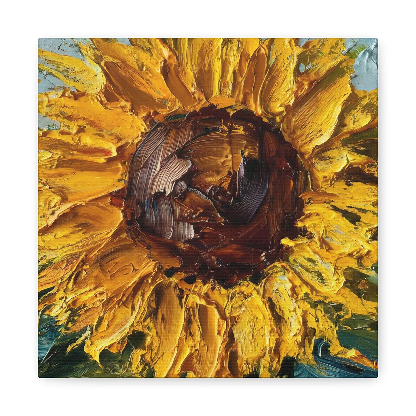 Sunflower Close Up Oil Painting Canvas Wall Art