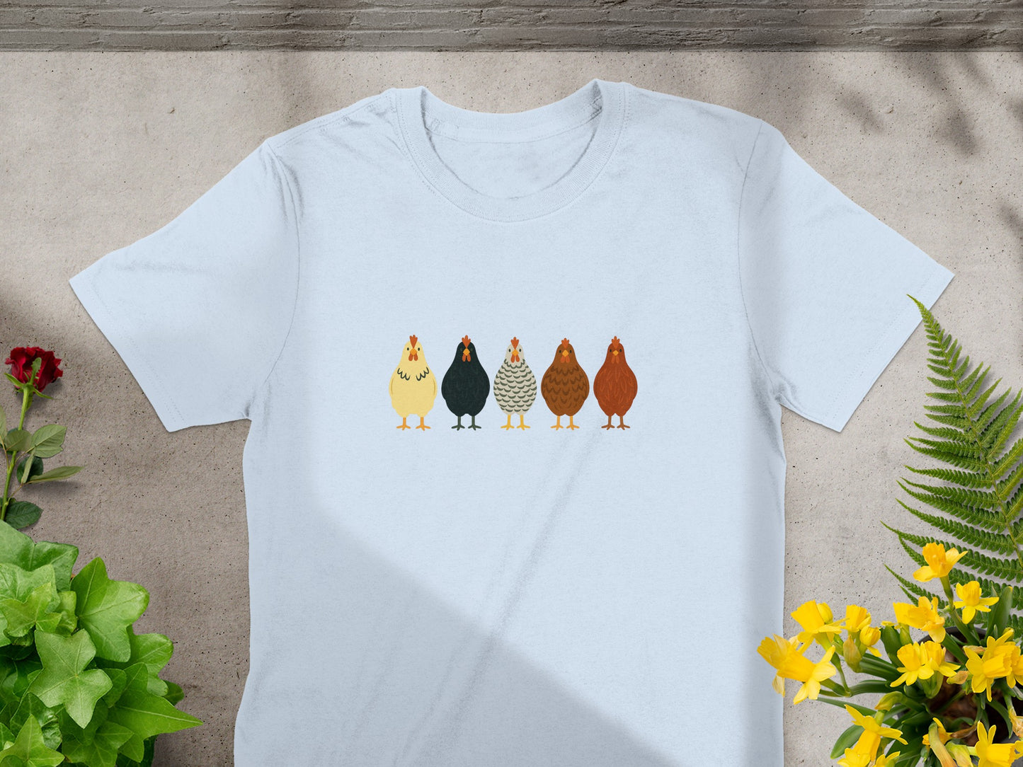 Cute Colorful Cartoon Chickens Design T-Shirt product