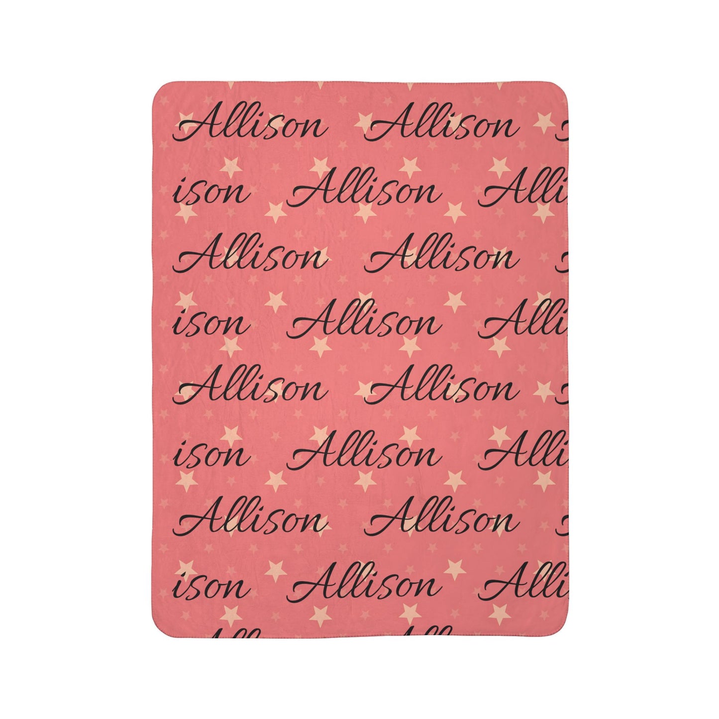 Custom Name with Stars Blanket | Pink Girls Personalized Sherpa Blanket