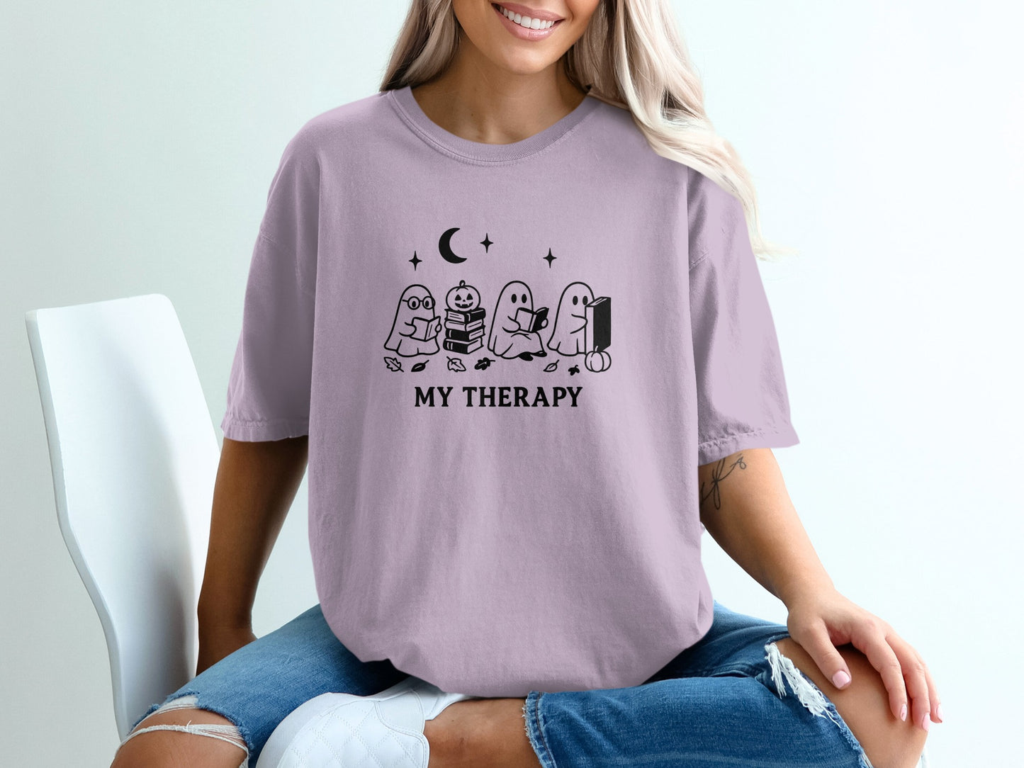 My Therapy Cute Cartoon Ghosts Design T-Shirt product type