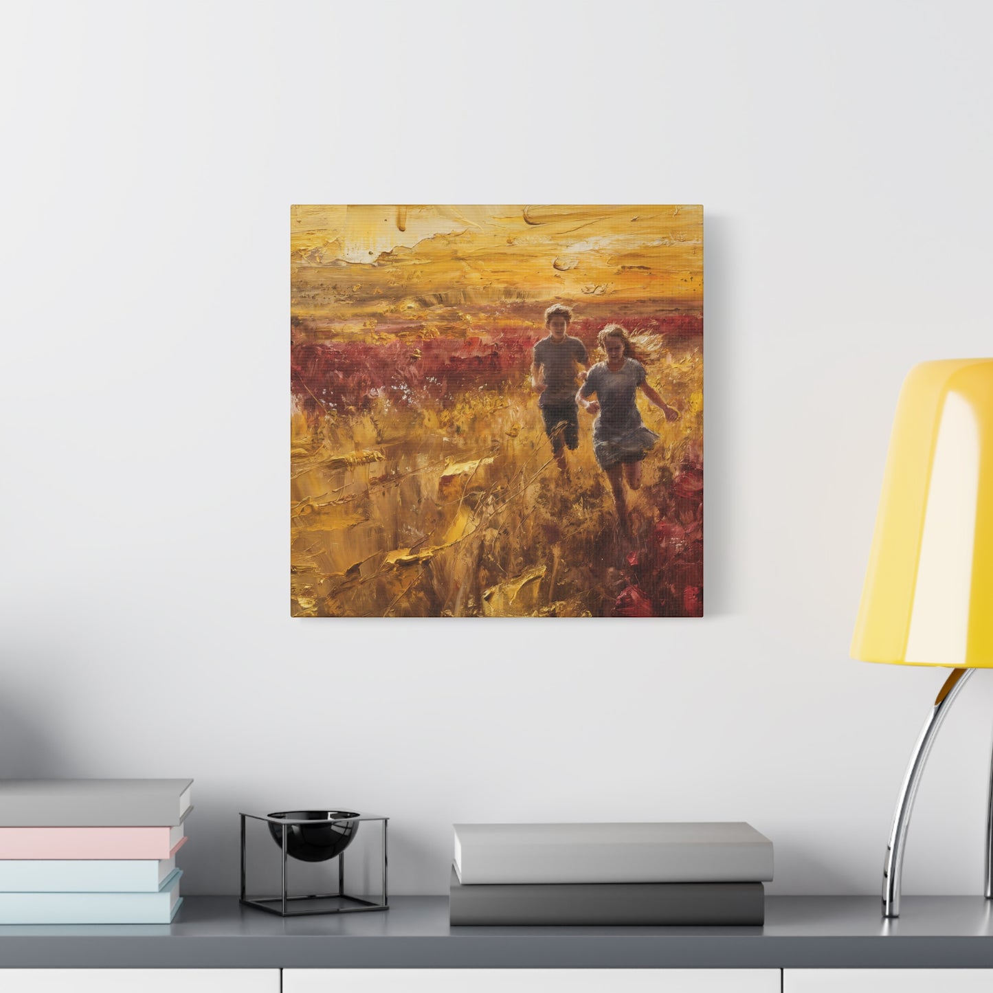 Children Running In Field Oil Painting Canvas Wall Art