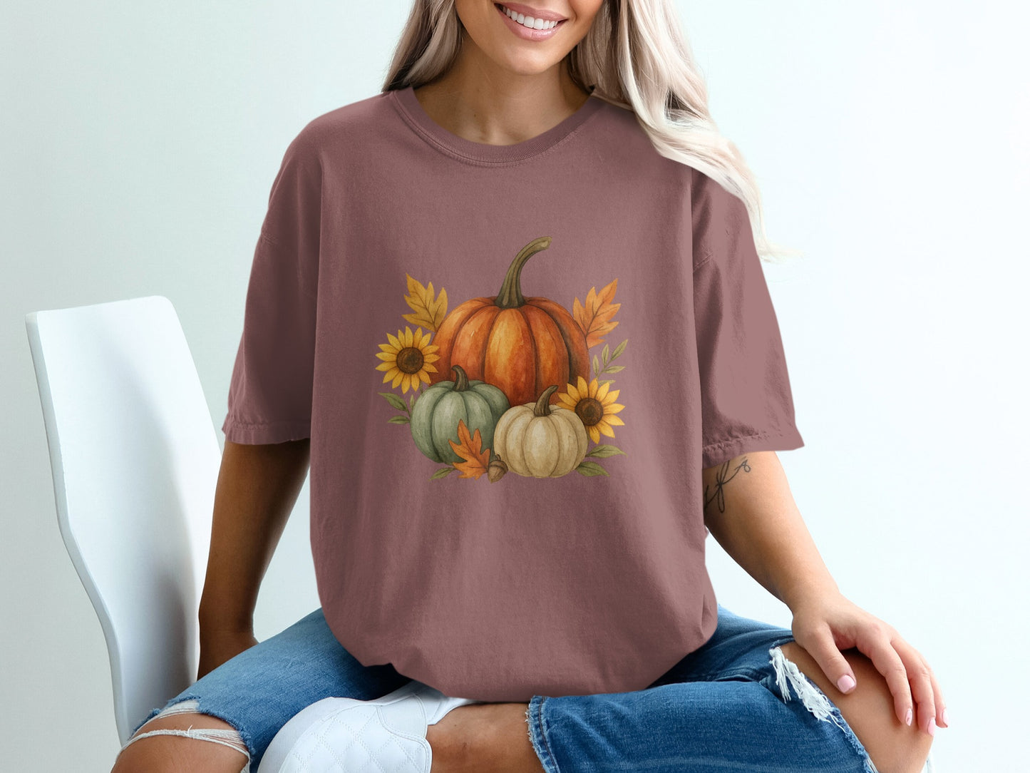 Fall-Themed Pumpkin And Sunflower Design Shirt product