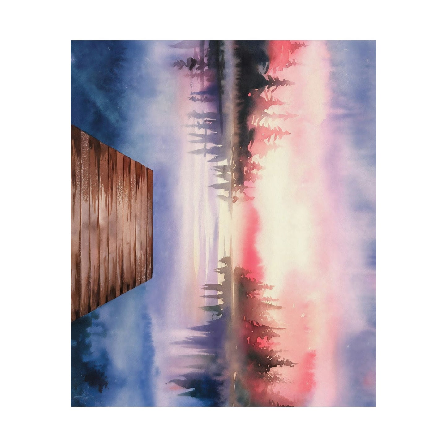 Mountain Lake Dock Watercolor Poster