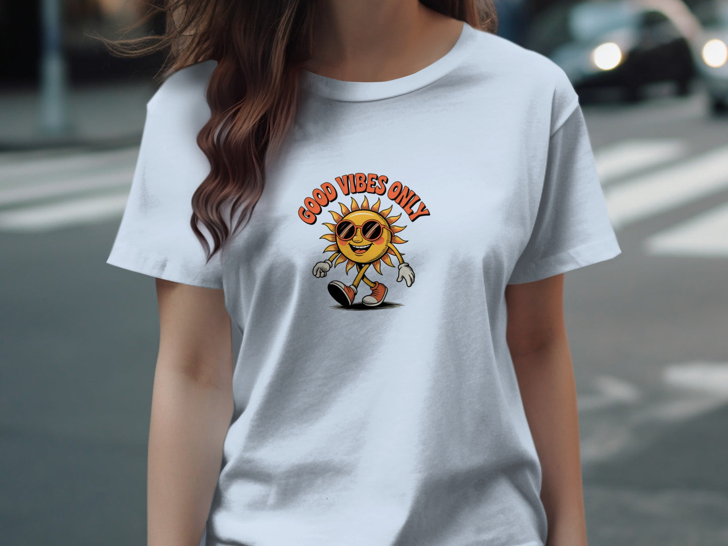 Good Vibes Only Sun Character Graphic T-Shirt product