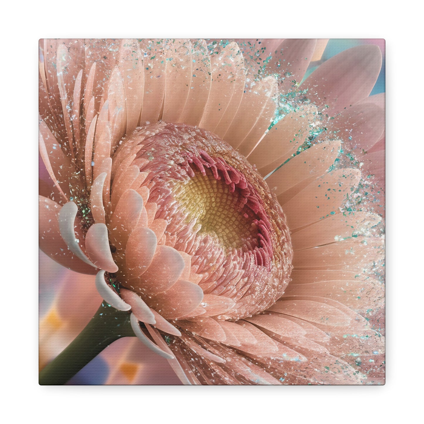 Glitter Pink Flower Canvas Wall Art