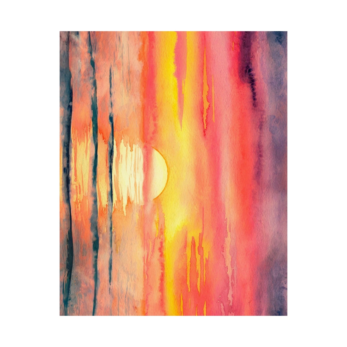 Ocean Sunset Watercolor Poster