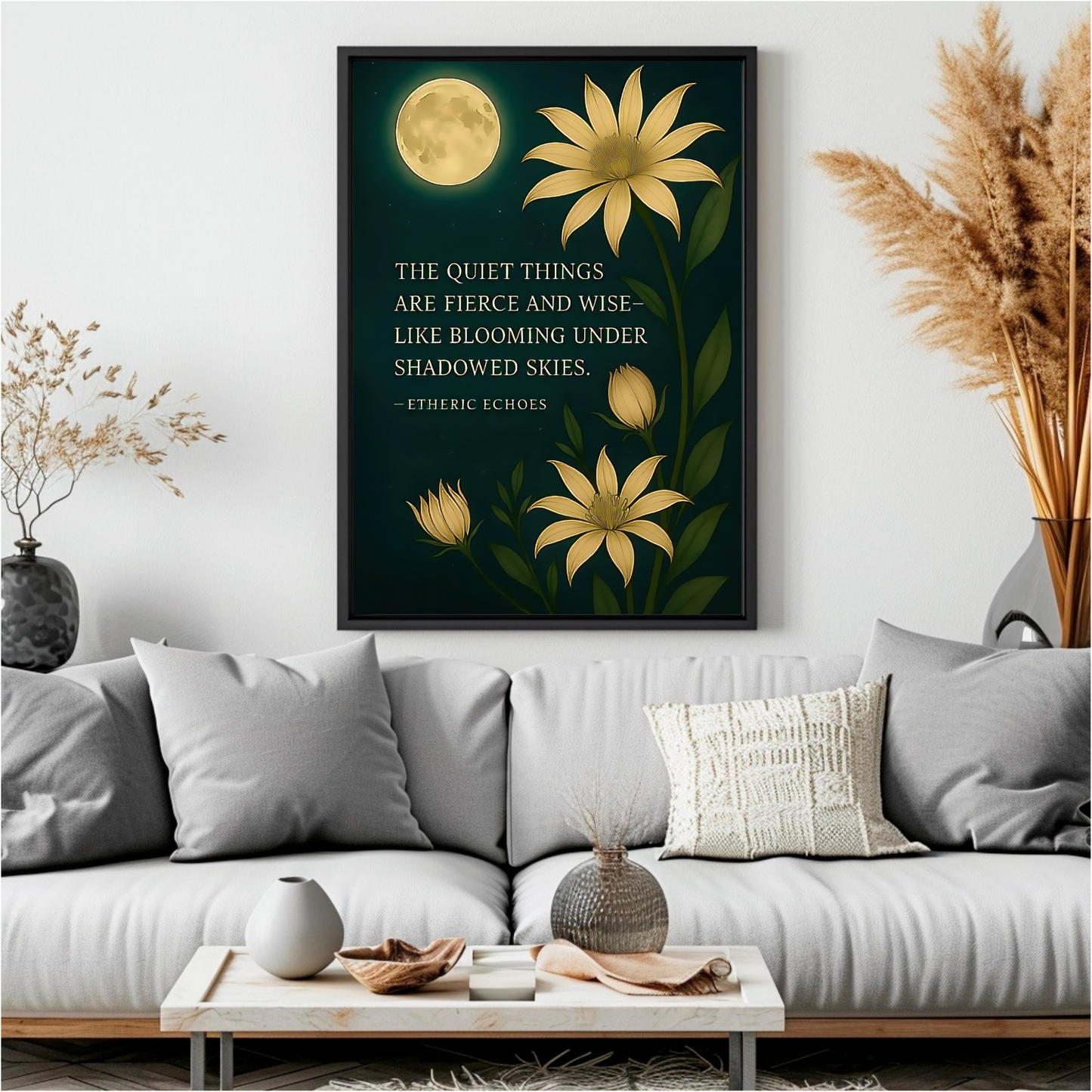 Moonlight Flower Quote Printable Wall Art Digital Download