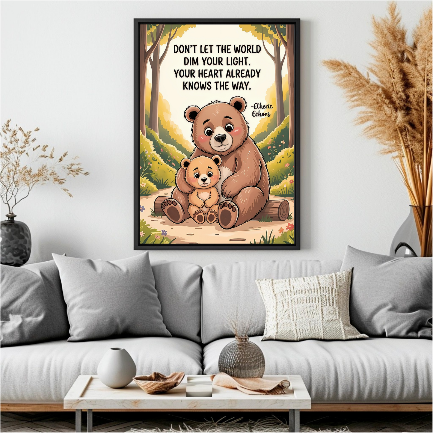 Bear Hug Wall Art Printable Don't Let The World Dim Your Light Inspirational Decor
