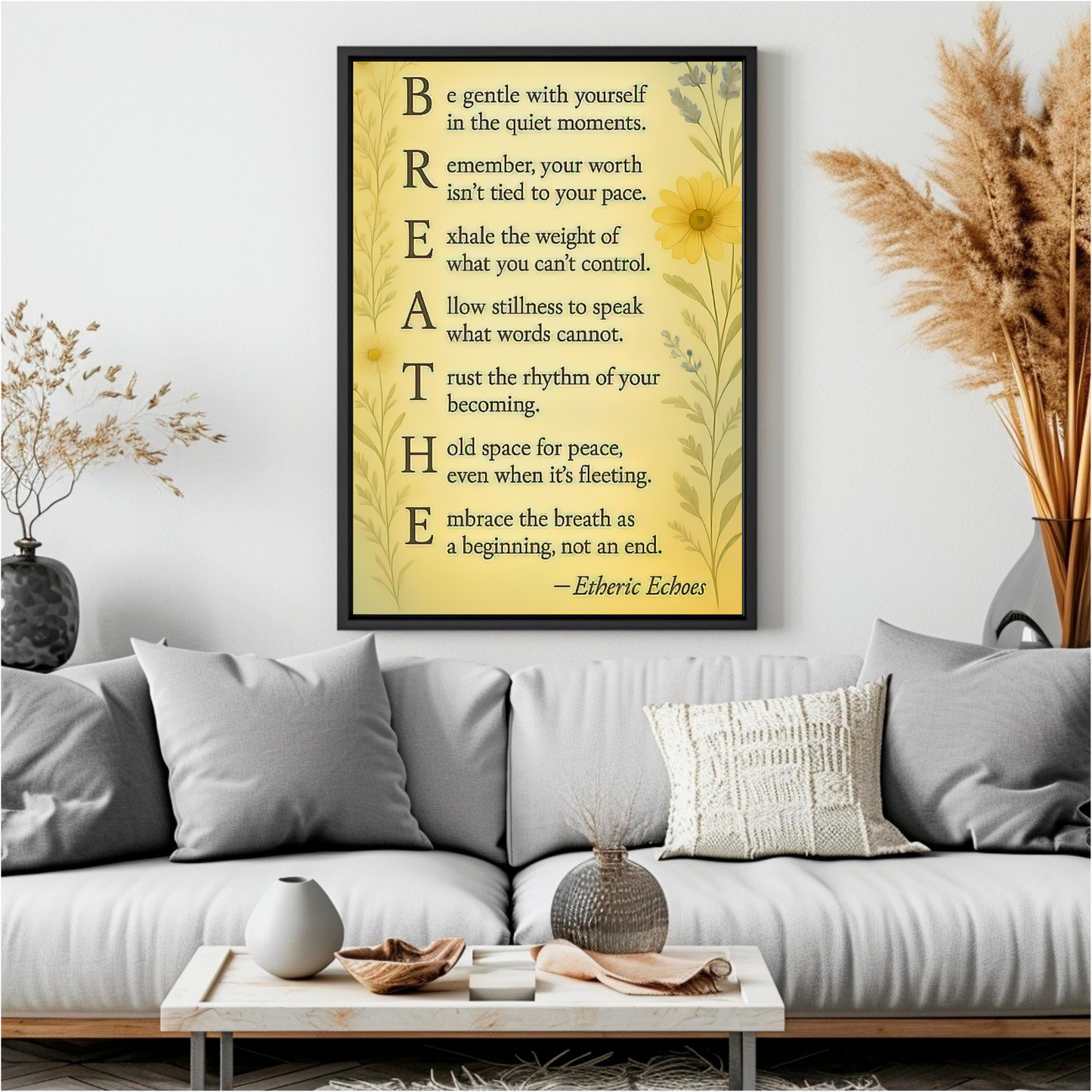 Breathe Acrostic Poem Printable Wall Art Mindful Inspirational Quote