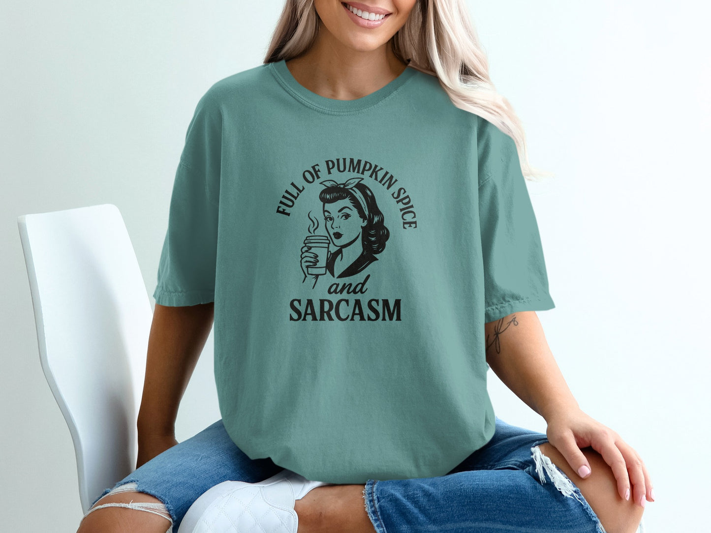 Full of Pumpkin Spice and Sarcasm T-Shirt product