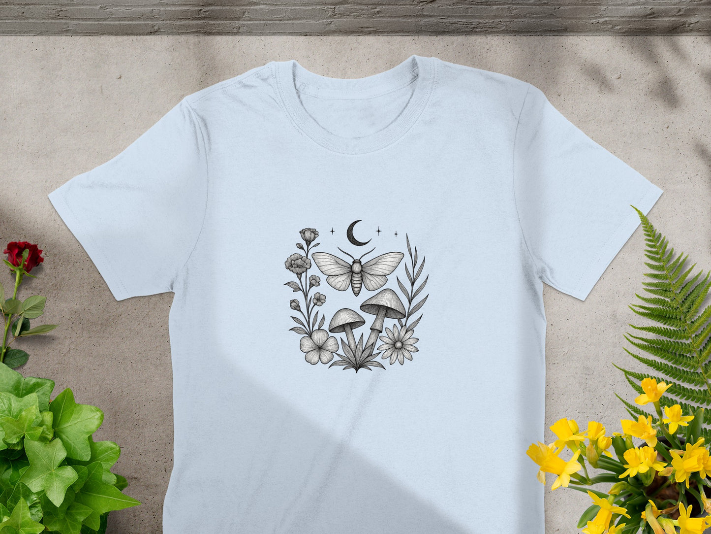 Moon Butterfly and Mushrooms Graphic T-Shirt product type