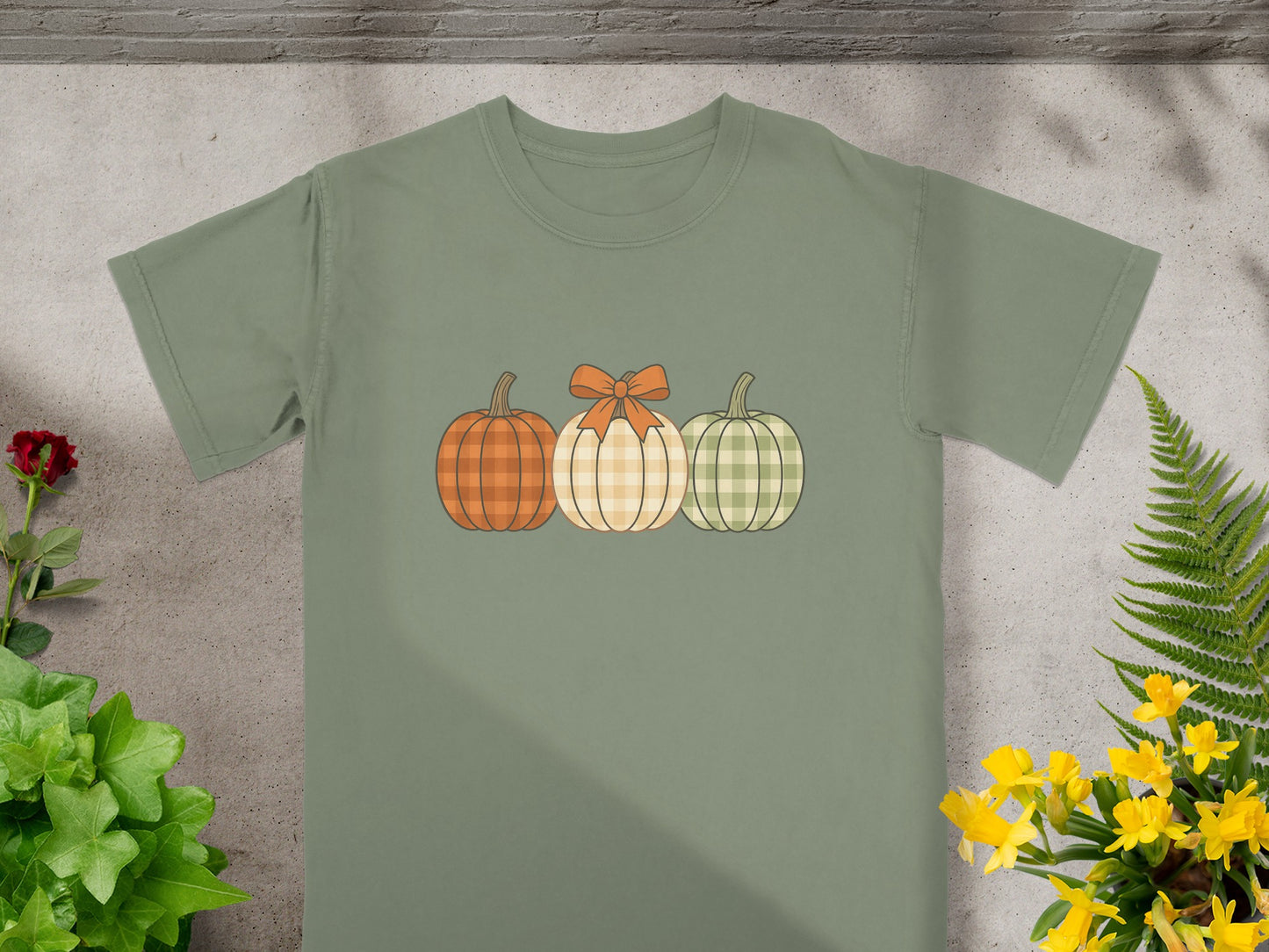 Cute Plaid Pumpkins Design on Unisex T-Shirt product