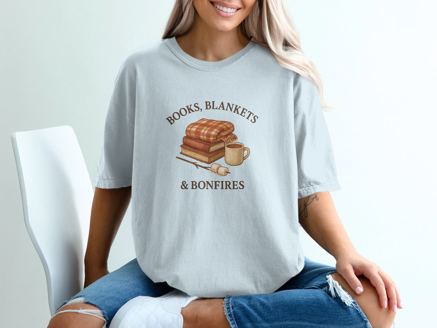Cozy Fall Books Blankets Bonfires Graphic T-shirt product
