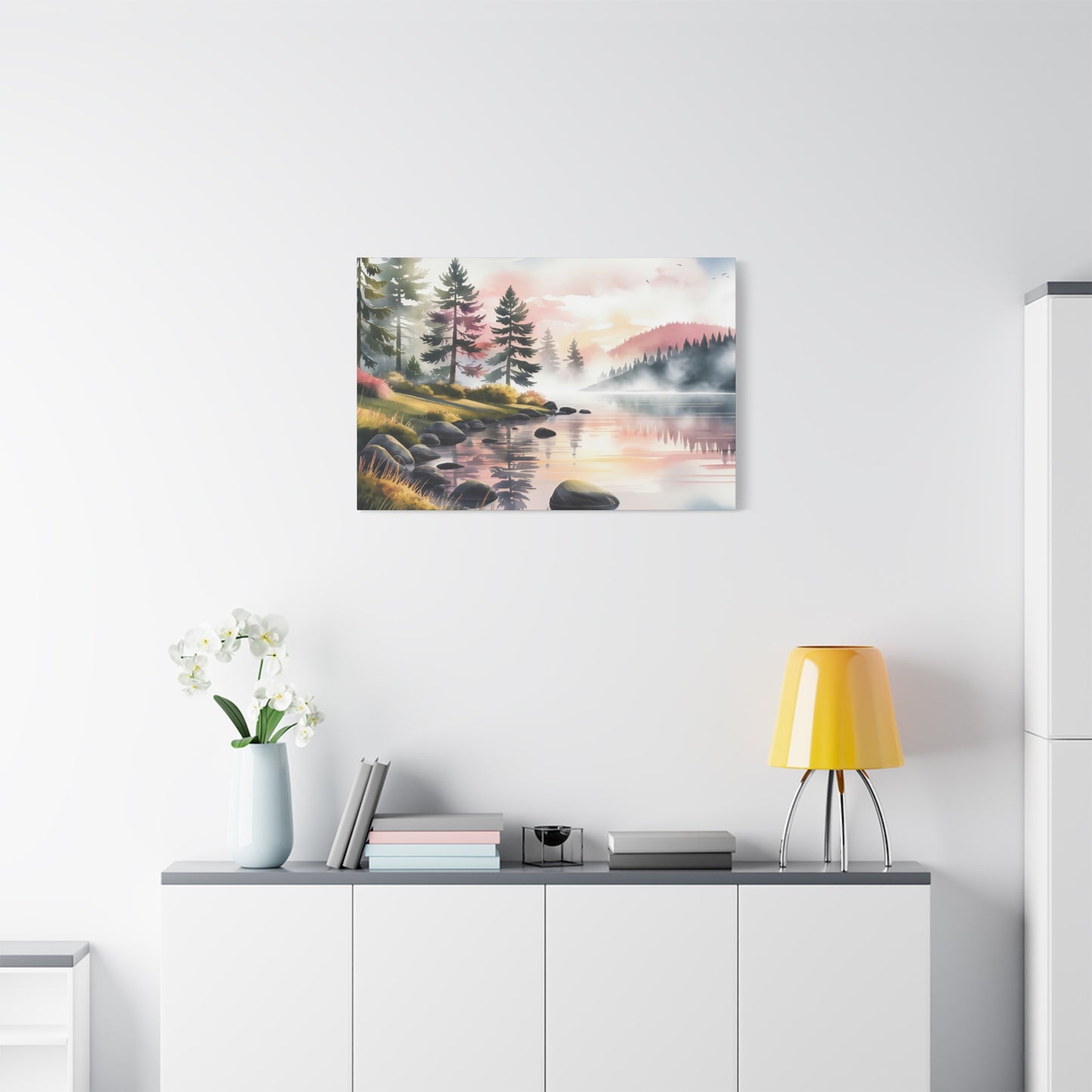 Moutain Sunrise Watercolor Canvas Print