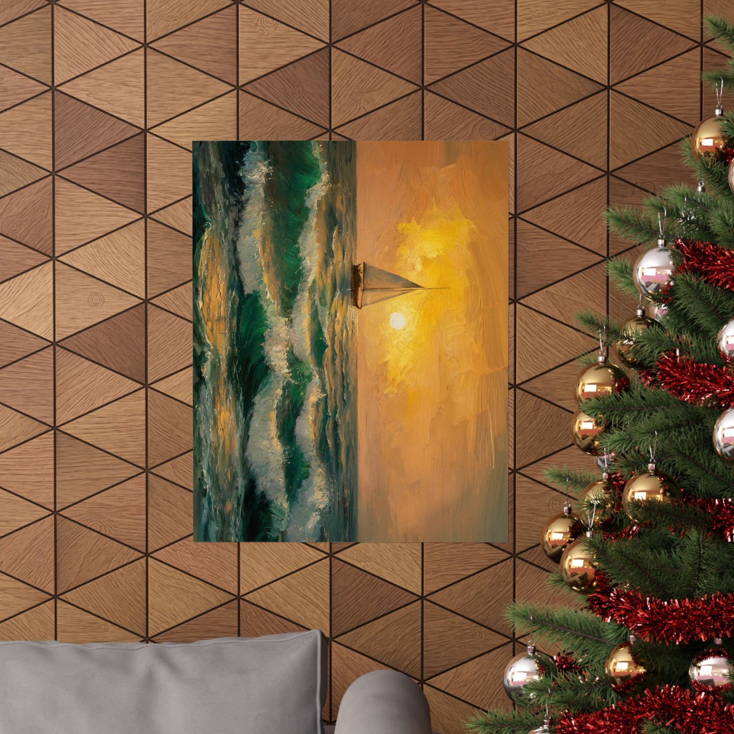 Sailboat At Sunset Poster