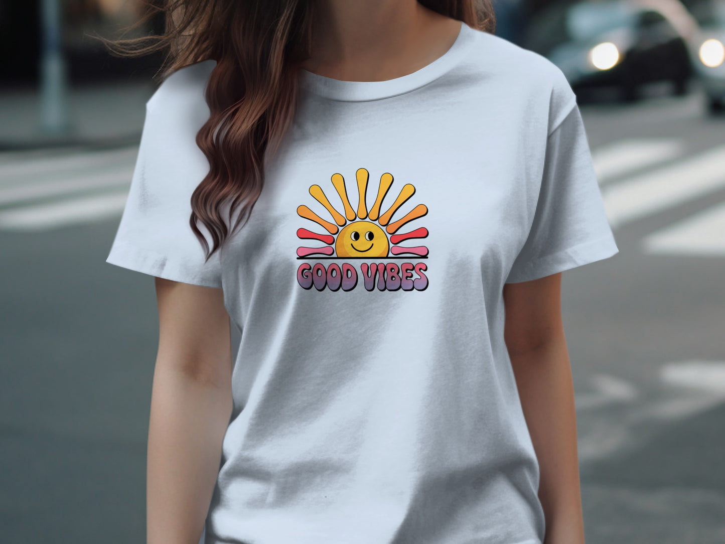 Good Vibes Cute Smiling Sun Graphic Tee product type