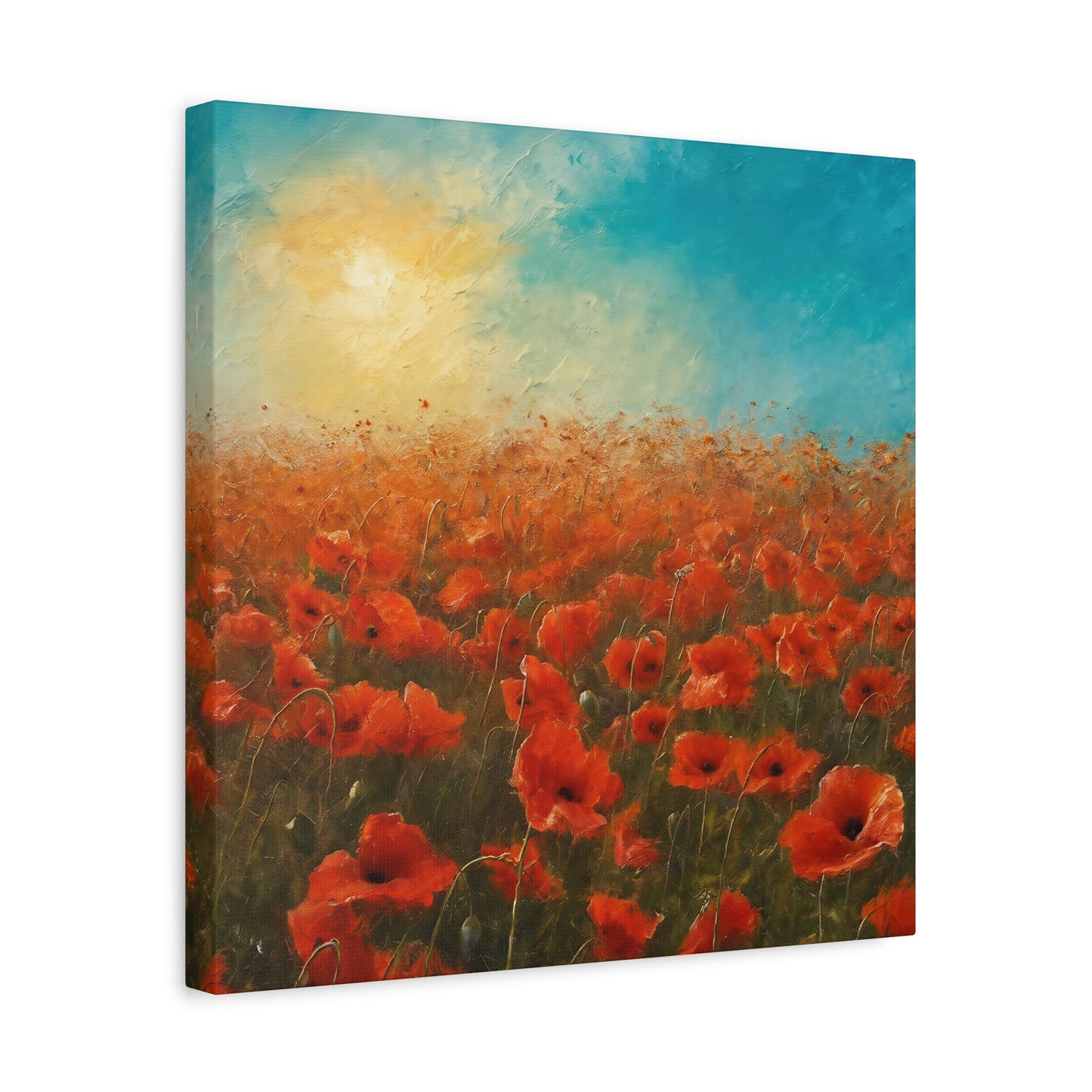 Field Of Red Poppies Canvas Wall Art