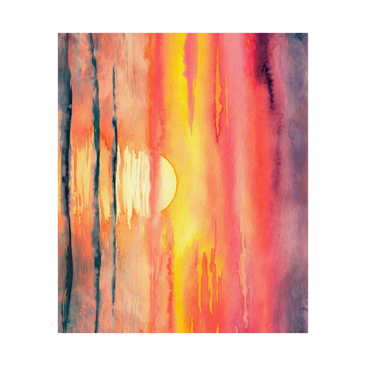 Ocean Sunset Watercolor Poster