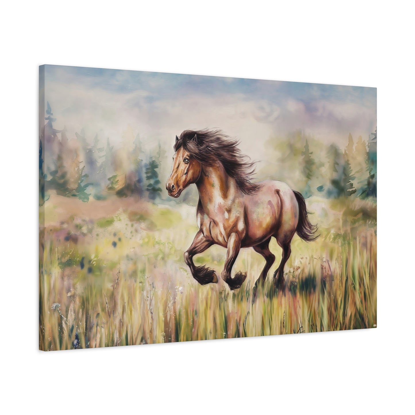 Wild Horse Watercolor Canvas Wall Art