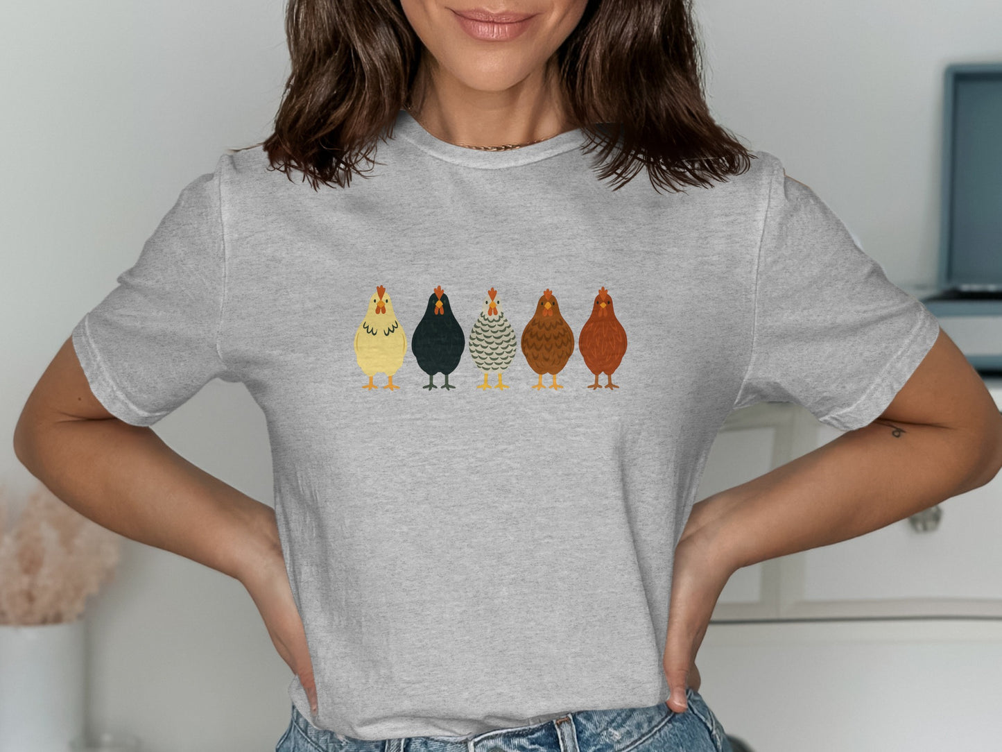 Colorful Illustrated Chickens Design T-Shirt product
